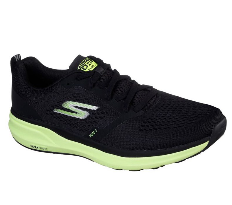 Skechers Herr Svarta/Ljus Gröna Sneakers - Gorun Pure 2 - Sverige (POQNS-1940)